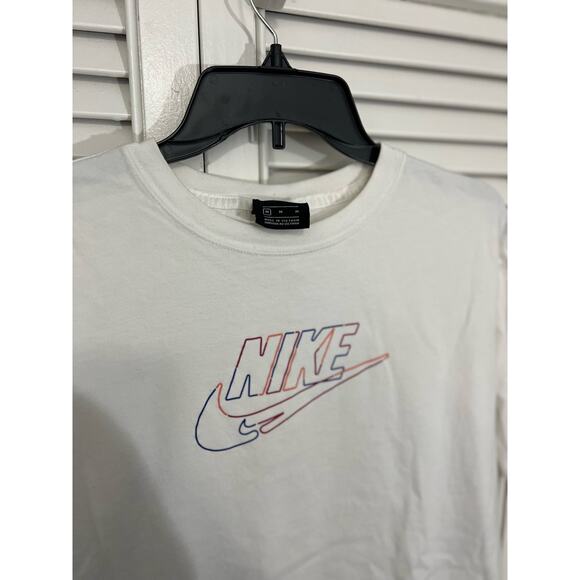 Nike White Multi-Color Center Swoosh Boxy Tee Shirt Sz: medium - Picture 3 of 4
